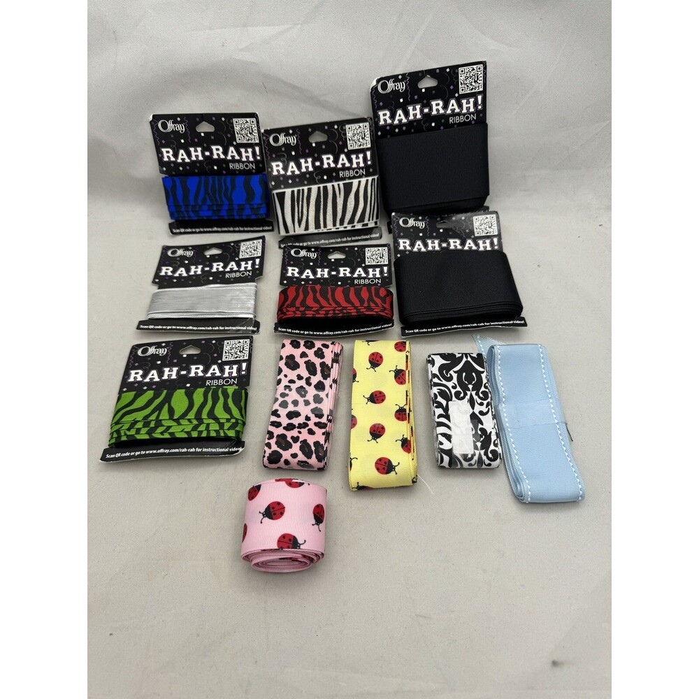 Berwick Offray Rah Rah Cheerleading Zebra Animal Ladybug Black Ribbon Lot